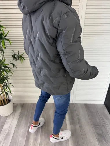 Geaca barbati groasa de iarna gri petrol B3354 D0-5